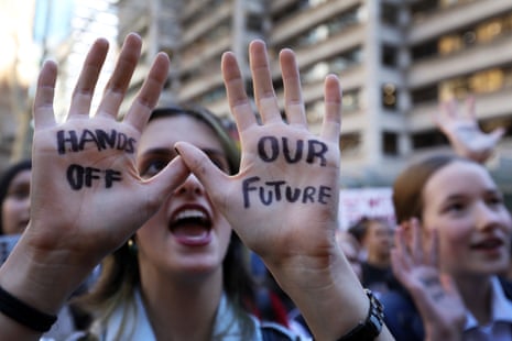 Student protester against rise of Pauline Hanson on 13 August, 2026 in Sydney