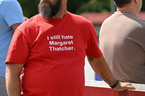 A Labour activist at the event wearing a ‘I still hate Margaret Thatcher' T-shirt.