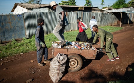 Chweya during a weekly waste collection in Kisumu