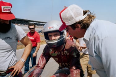 ‘This is a practice session in progress at Daytona, and Dave has pulled off of the track for Rob to make tuning adjustments, and to give advice. If Dave seems not entirely there, it is because psychologically, he is all but not there, and all but deaf to whatever Rob is yelling. His mind has returned to the track, and the quest for faster ways, and quicker times’