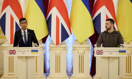 President Volodymyr Zelenskiy and Prime Minister Rishi Sunak during a joint press conference in Kyiv.