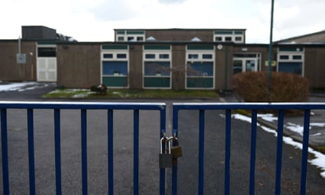 Locked school gates.