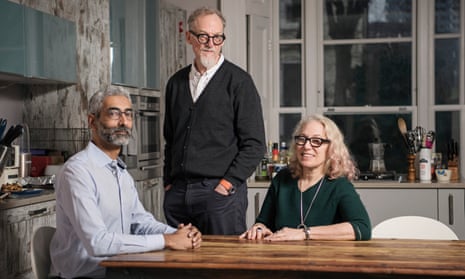 Suzanne Noble, the founder of Silver Sharers, with her lodger Ameet (far left) and partner Bob. 
