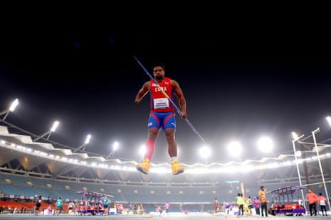Guillermo Varona Gonzalez of Team Cuba prepares to compete during the men’s F46 javelin final at the World Para Athletics Championships.