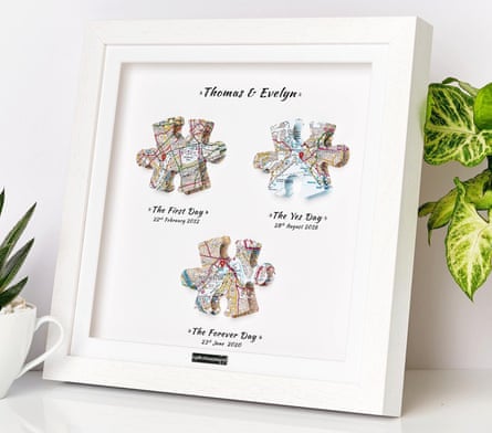 The best personalized wedding gift ideas in the us for couples who have everything | weddings A photo of married, met, engaged map