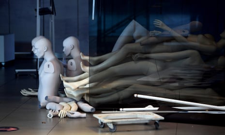 A pile of mannequins inside a closed branch of Topshop.