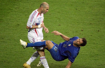 Zinedine Zidane head-butts Italy’s Marco Materazzi in the 2006 World Cup final