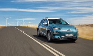 A Hyundai Kona electric vehicle. Australia’s sales od electric vehicles tripled in 2019 and the network of charging stations is also growing.