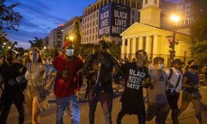Protesters last night at Black Lives Matter Plaza, after the road was opened back up in Washington, DC