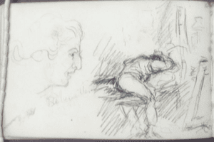 A picture from Tom Roberts’ sketchbook circa 1883-1884 held at the Mitchell Library.