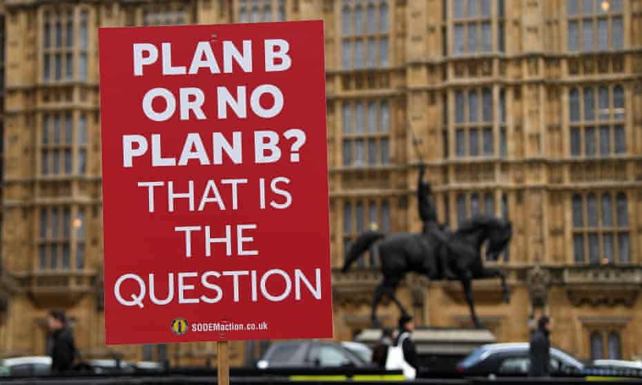 A pro-EU placard waved outside the Houses of Parliament on Tuesday. 