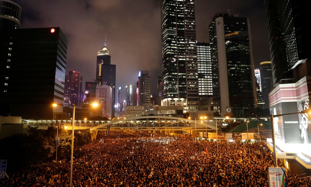 Hong Kong’s streets were packed with protesters on Sunday calling for the total withdrawal of a controversial extradition law.