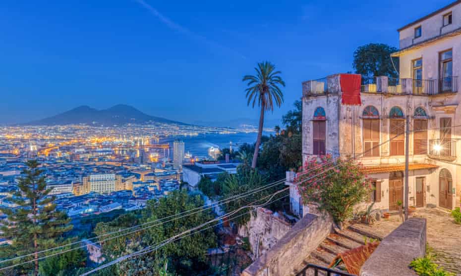 View from the Vomero district to downtown Naples and Mount Vesuvius beyond.