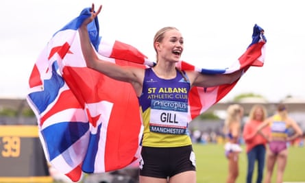 Phoebe Gill celebrates winning the 800m at the Olympic trials