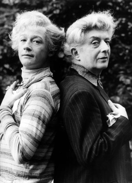 John Hurt (left) who played Quentin Crisp (right) in The Naked Civil Servant.