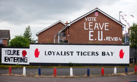A sign on a gable wall in Belfast’s, Loyalist Tigers Bay urging voters to leave the EU citing the Bible.