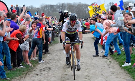 Sagan navigates the cobblestones to win the 116th edition of the Paris-Roubaix one-day classic on 8 April.