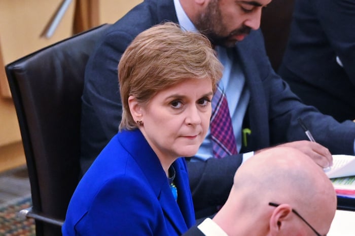 Nicola Sturgeon at FMQs in the Scottish parliament today.