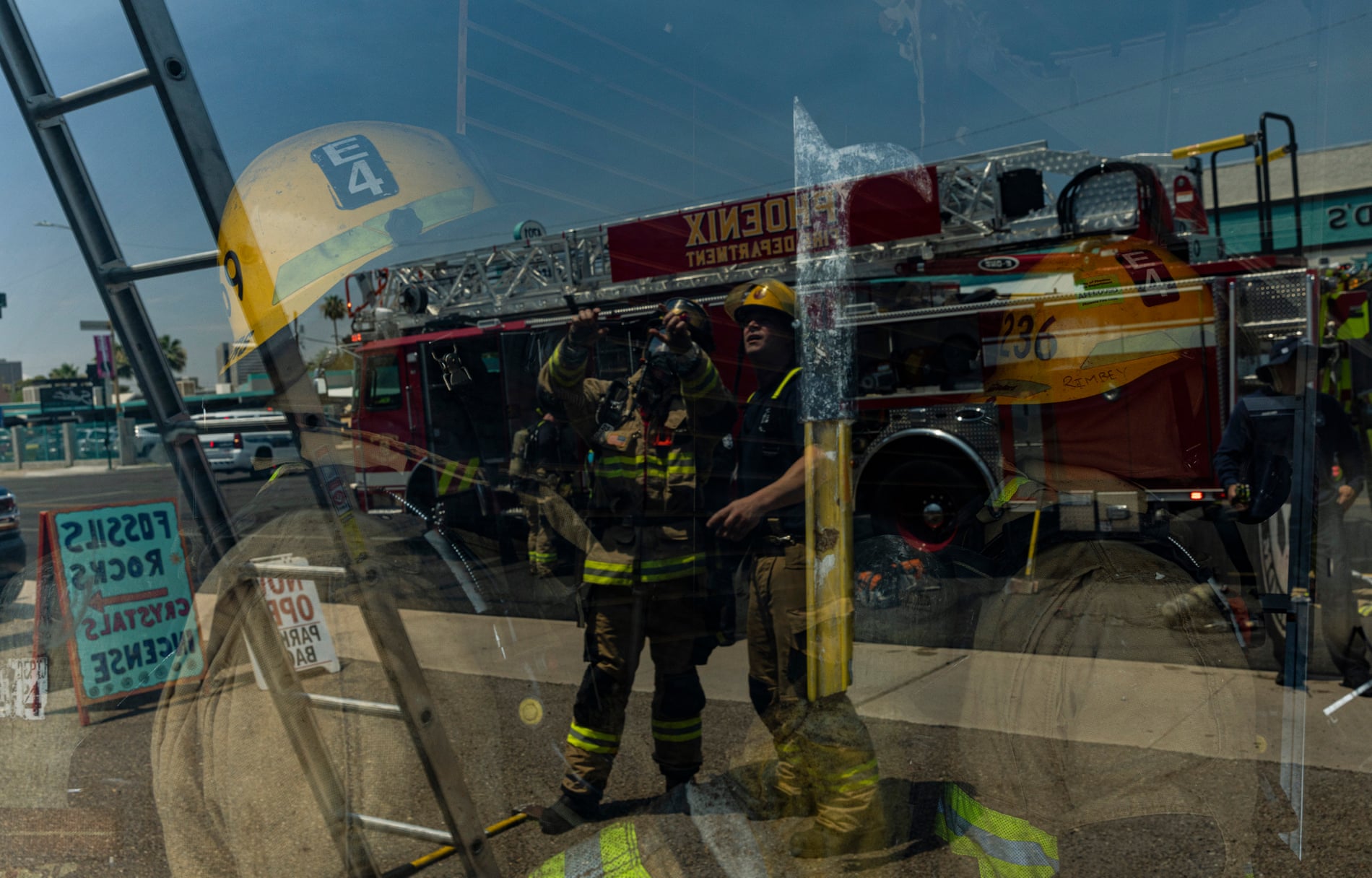 Phoenix fire house 18 firefighters putting out a fire in an antique shop.