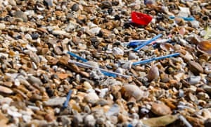 Cotton buds littering the beach
