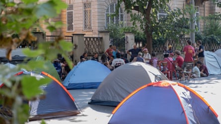 Tents in Rome street.