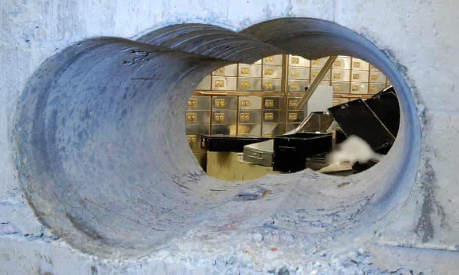 The hole drilled through a concrete wall to access the Hatton Garden vault.
