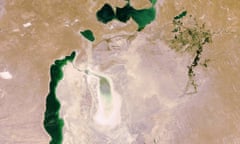 Retreat of the Aral Sea’s shoreline from 2006 to 2009.