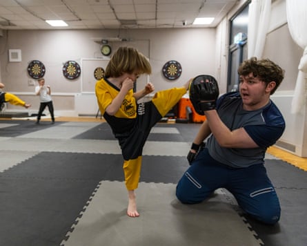 A kickboxing class at Karma in the Community