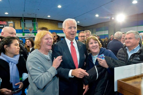 Joe Biden with supporters in Franklin, New Hampshire earlier this month – but is he able to convince young people to vote for him? 