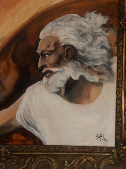 A replica painting of Michelangelo’s Creation of Adam, by Holloway