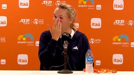 'It's heartbreaking': emotional Wozniacki expresses support for grieving Sabalenka – video