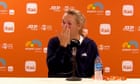 'It's heartbreaking': emotional Wozniacki expresses support for grieving Sabalenka – video
