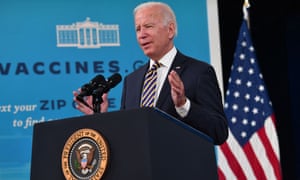 Joe Biden gives an update on the Covid-19 response and vaccination program, in the Roosevelt Room of the White House.