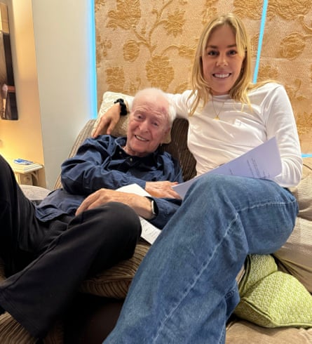 Isabella Webber and Michael Caine recording his voiceover for Bobby at his flat in London in autumn 2025.