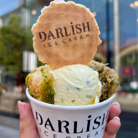 Pistachio baklava ice-cream sandwich at Darlish Ice Cream.