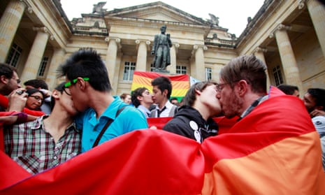 colombia same sex marriage gay marriage kissing flags