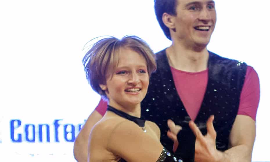 Katerina Tikhonova dancing with Ivan Klimov at a competition in Krakow in 2014.