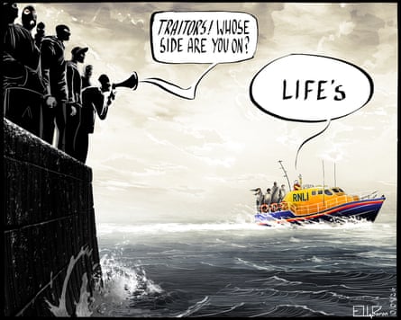 Ella Baron on the abuse of RNLI members in Portsmouth – cartoon