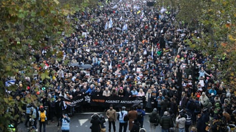 Thousands march against antisemitism in London – video