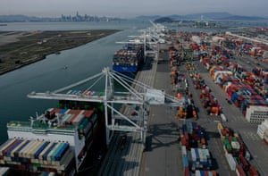 An aerial view of the port of Oakland