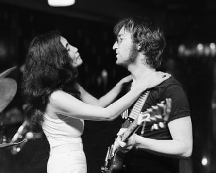 Yoko Ono and John Lennon on stage