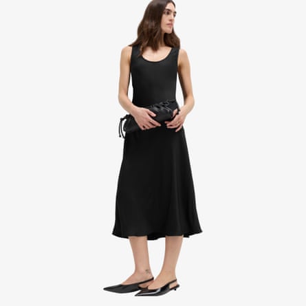 M&S built up satin midi column dress
