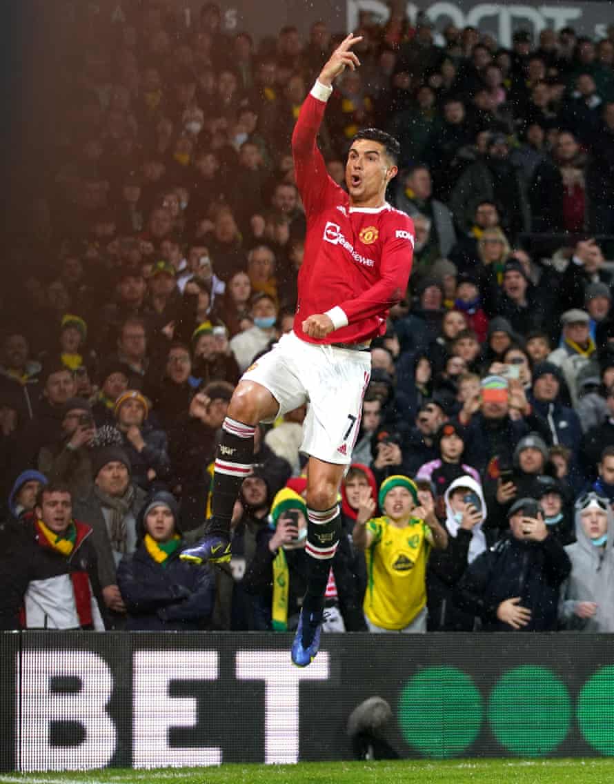 Ronaldo celebrates scoring from the penalty spot.