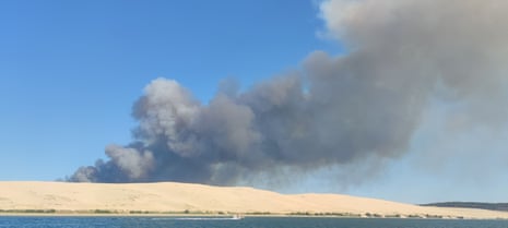 The Gironde forest fires as seen from Dune de Pilat, Arcachon Bay, 12 July.