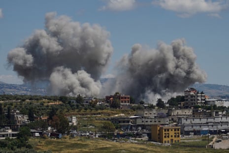 Smoke rises following an Israeli strike on Lebanon’s Nabatieh on 24 May 2026.