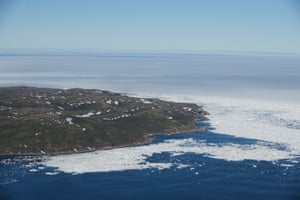 Pack ice in Strait of Belles Isles offshore of St Lewis