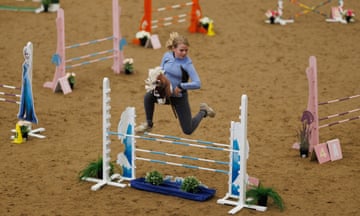 A competitors takes part in the UK Hobby Horse championship