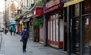 Closed cafes in Covent Garden in the run-up to Christmas.