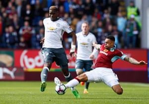 Manchester United’s Paul Pogba is fouled by Burnley’s Andre Gray, as United go on to win 2-0 at Turf Moor