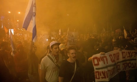 A protest in Tel Aviv against Israeli prime minister Benjamin Netanyahu’s government and demanding the release of hostages held in Gaza